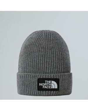 The North Face Logo Box Beanie mit Umschlag in Grau