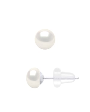 Ohrringe aus echten Süßwasser-Zuchtperlen, Knopfgröße 5–6 mm