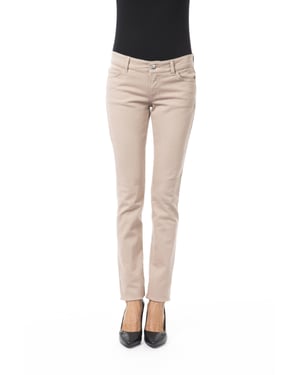 BYBLOS Damen Beigefarbene Baumwolljeans & Hose