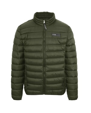 Plein Sport Patch Logo Dunne wattierte grune Jacke