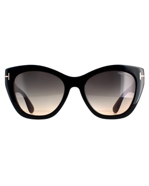 Tom Ford Cat Eye Damen glänzend schwarz rauch grau Gradient FT0940 Cara Sonnenbrille