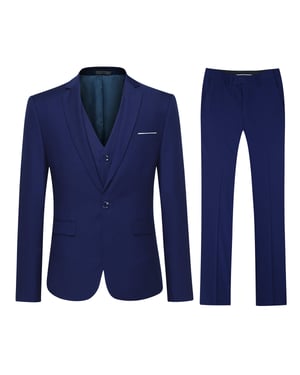 Rivierablauer Slim Fit 3-teiliger Anzug
