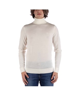 Calvin Klein Superior Rollkragenpullover aus Wolle in Creme