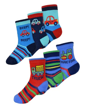 Baby Boys Cotton Cars Trucks Design Muster Socken | 6 Paar Multipack | Sock Snob | Socken für Kleinkinder - Cars