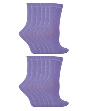 12 Paar Multipack Kinder Baumwolle bunte Casual Socken | Socken Snob | Plain Kleid Socken für Jungen & Mädchen - lila
