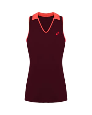 Asics Logo – Burgunderrote Padelweste für Damen