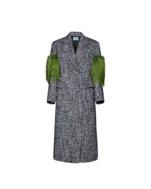 Manteau en laine à chevrons Prada