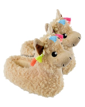 Kinder / Kinder Plüsch 3D Lama Kopf Hausschuhe