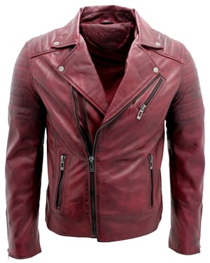Schmal geschnittene Bikerjacke aus Leder im Brando-Stil mit Kreuzreißverschluss