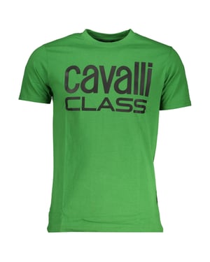 Cavalli Class Fetziges Schwarzes Logo Grünes T-Shirt
