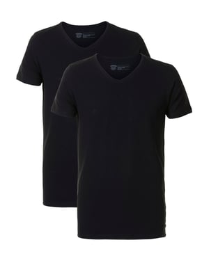 Petrol Industries - 2-er Pack Basic-T-Shirt V-Ausschnitt Männer - Schwarz