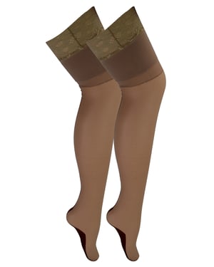2 Paar Multipack Damen Nahtstrümpfe mit Spitze | Sock Snob | Damen Strümpfe - Nude / Schwarz