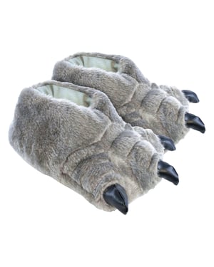 Kinder Neuheit 3D Monster Füße Plsh Pantoffeln | Geschenk für Kinder - Grau