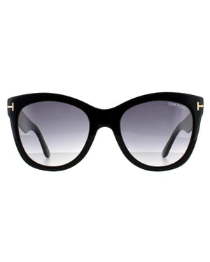 Tom Ford Cat Eye Womens Glänzend Schwarz Rauch Verlauf