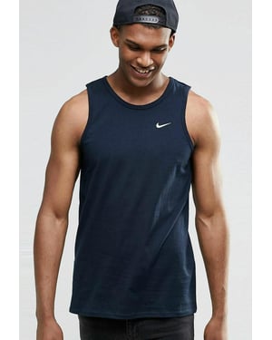 Nike Gestickter Swoosh Herren Sportweste Tank Top in Navy