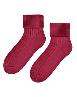 Damen Bettsocken aus Wolle | Steven | Superweiche, gemütliche Lounge-Schlafsocken, Weinrot