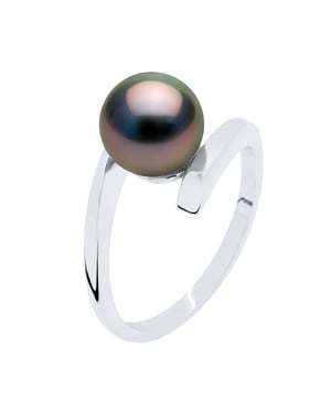 Armreif Ring Prestige Silber 925 rhodiniert - Echte Tahiti-Zuchtperle rund 7-8 mm