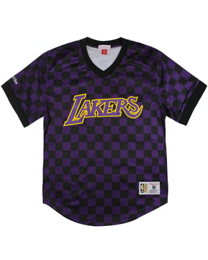 Mitchell & Ness NBA La Lakers Wordmark Mesh Mens T-Shirt