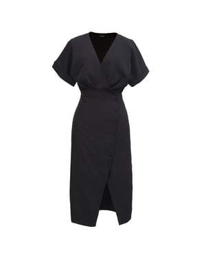 Asymmetrisches Kleid mit seitlichen Knöpfen und Kreuzherzen