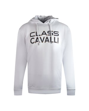 Cavalli Class Reverse Logo Weisser Kapuzenpullover