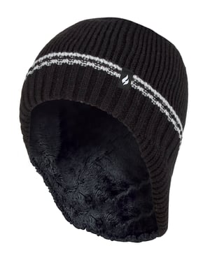 Wärmehalter - Jungen Patrouille gerippt Bobble Pom Pom Hut für Winter - Schwarz