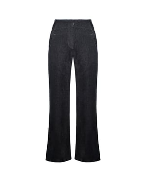 Timberland Breite Bein entspannt Chambray Marineblau Womens Leinenhosen A0597 440