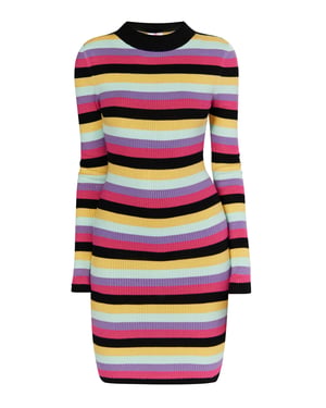 Mymo Strickkleid Damen Schwarz Mehrfarbig