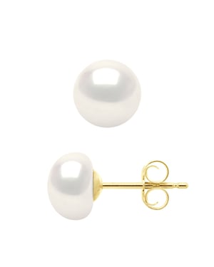 Ohrringe aus echten Süßwasser-Zuchtperlen, Knopfgröße 6–7 mm