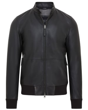 Schwarze Retro-Bomberjacke aus Leder für Herren - Adak