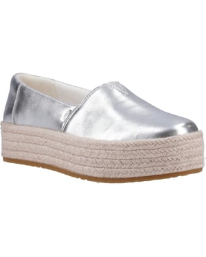 TOMS Valencia Damen Espadrilles aus silbernem Leder.