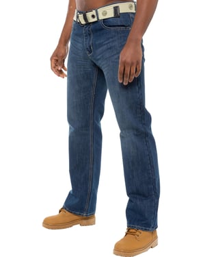 Enzo | Herren Regular Fit Denim Jeans mit Gürtel - Blau