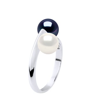Ring You & Me – 2 echte Süßwasser-Zuchtperlen rund 6–7 mm – Qualität AAA