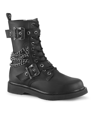 Demonia Bolt 250 schwarze, mittelhohe Stiefel aus veganem Leder