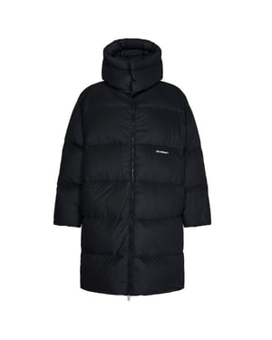 Off-White Bounce Hooded Schwarze lange Pufferjacke
