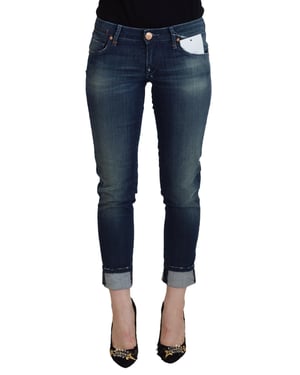 Acht Blaue Baumwoll Slim Fit Damen Freizeit Jeans