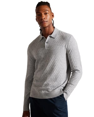 Ted Baker | Herren Langarm-Poloshirt aus Strick - Morar