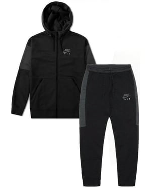 Nike Air Herren Fleece-Trainingsanzug Komplett-Set in Schwarz