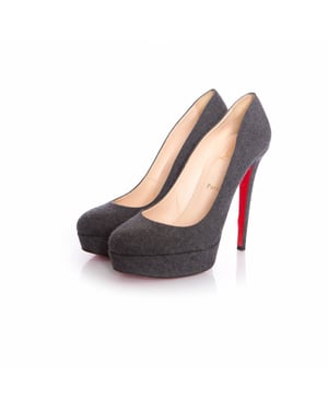 Graue 'bianca 140' Woll-Plateau-Pumps.