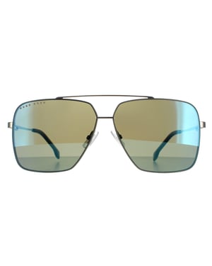 Hugo Boss Runde Herren Ruthenium Havanna Kaki Blau Spiegel BOSS 1325/S
