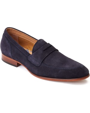 Base London Bruno Herren Mokassins aus Leder in Marineblau