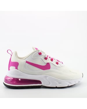 Nike Air Max 270 Reagieren Sie weiße Textile Womens Schnürungstrainer CJ0619 100