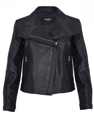 Klassische Damen-Bikerjacke aus Leder mit Schalkragen – Morpeth