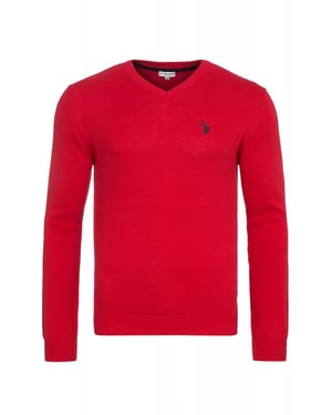 U.S. Polo Assn. V-Neck Pullover in Rot
