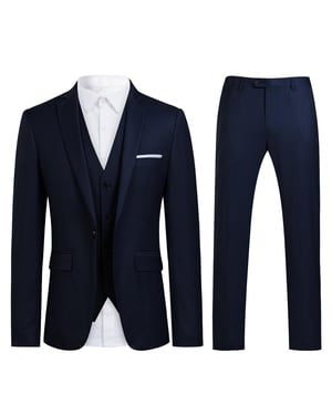 Marineblauer Anzug mit schmaler Passform und steigendem Revers