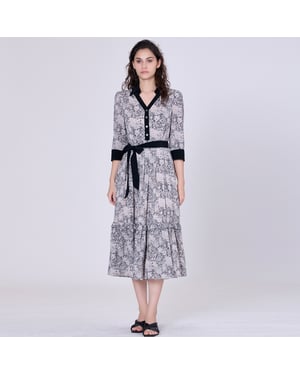Bedrucktes Blusenkleid aus Bi-Material