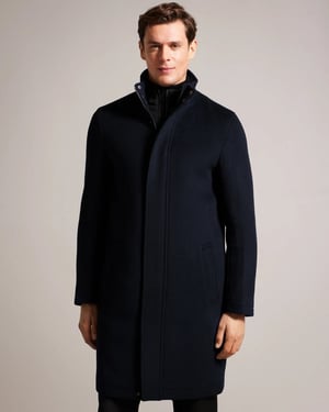 Ted Baker Ederson Herren Wollmischung Stehkragenmantel