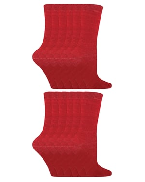 Sock Snob - 12 Paires Chaussettes Enfants Unies | Chaussettes Coton Ecole - Rouge
