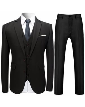 Schwarzer formeller 3-teiliger Anzug in Slim Fit
