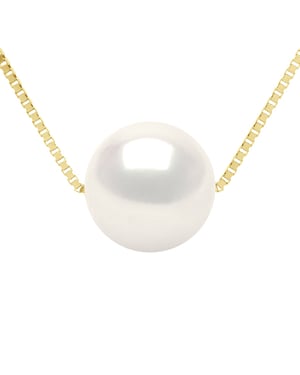 Halskette, echte Süßwasser-Zuchtperle, rund, 9–10 mm