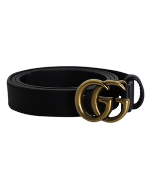 Gucci GG Marmont Schnallen-Gürtel 75 aus schwarzem Leder